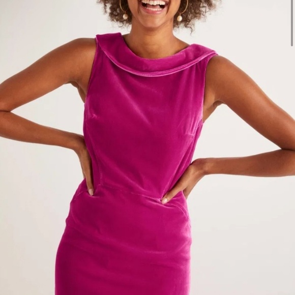 Boden Velvet Martha Midi Dress English Berry Magenta women’s size 4 - Picture 5 of 16